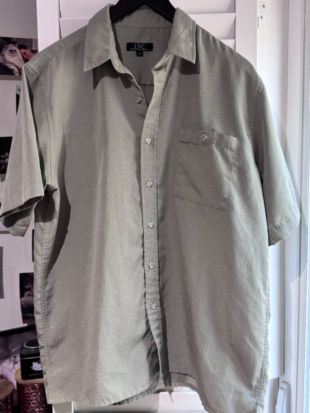 👔✨ INC Men’s Lightweight Khaki Short Sleeve Button-Up Shirt ✨👔